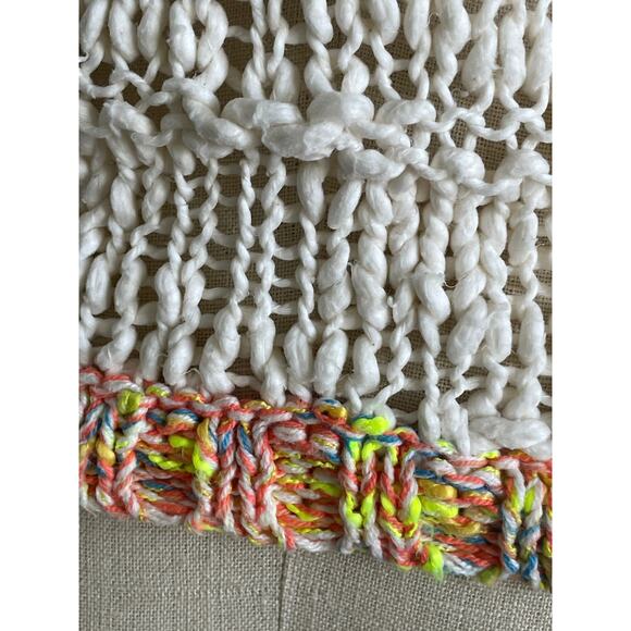 Free People West Palm Sweater Cream Multi Color Trim Small - Picture 10 of 11